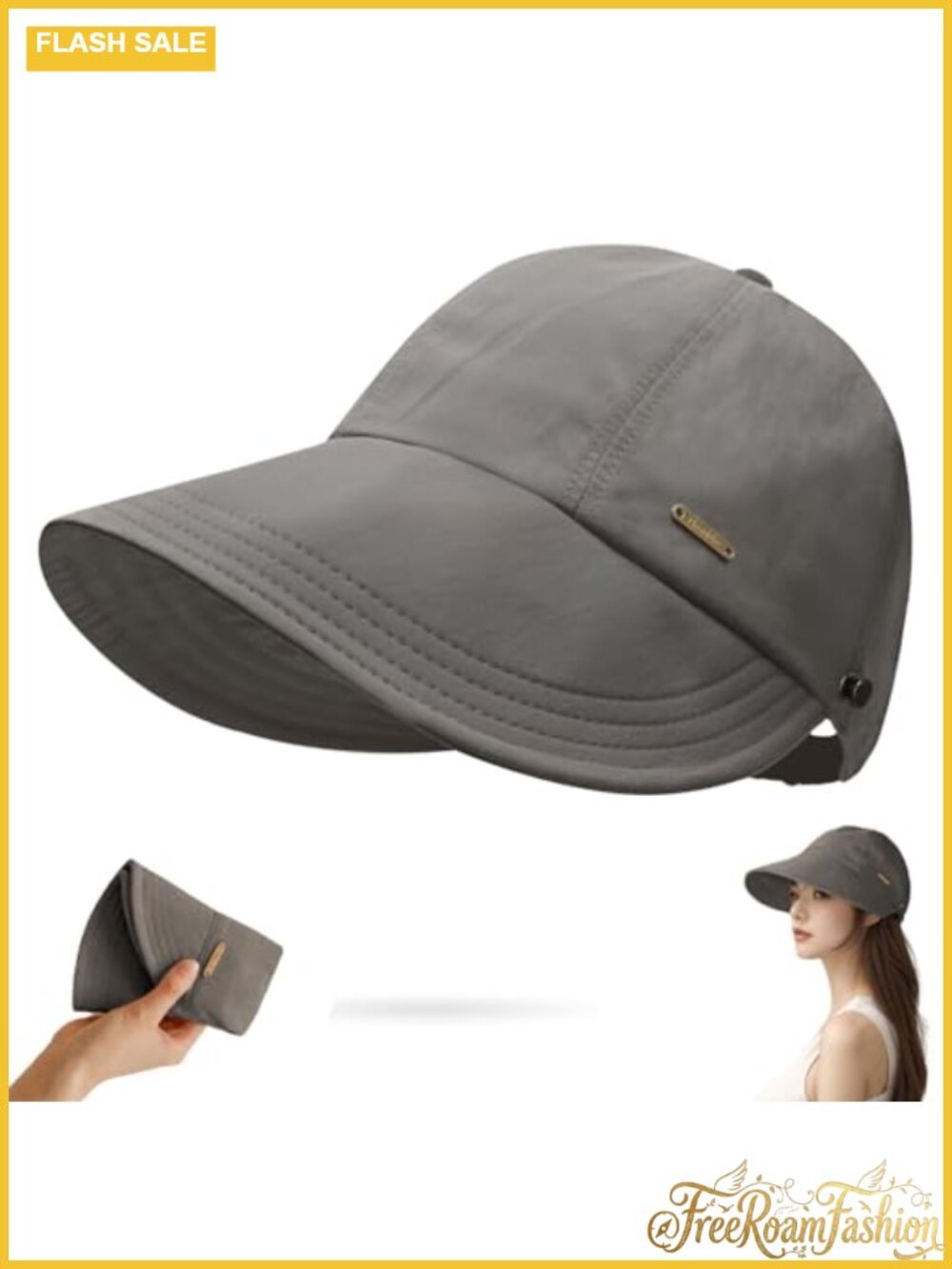 UPF 50+ Sun Hat UV Protection Wide Brim Adjustable Ponytail Packable Hiking